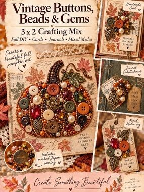 Vintage Buttons, Beads & Gems Fall DIY Crafting Mix - Multicolor